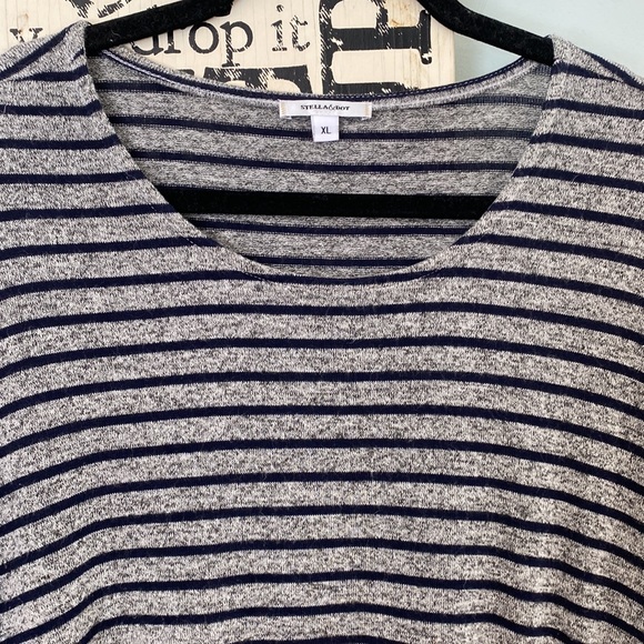 Stella and Dot Grey Black Stripe Tie Front Top XL - Picture 4 of 8